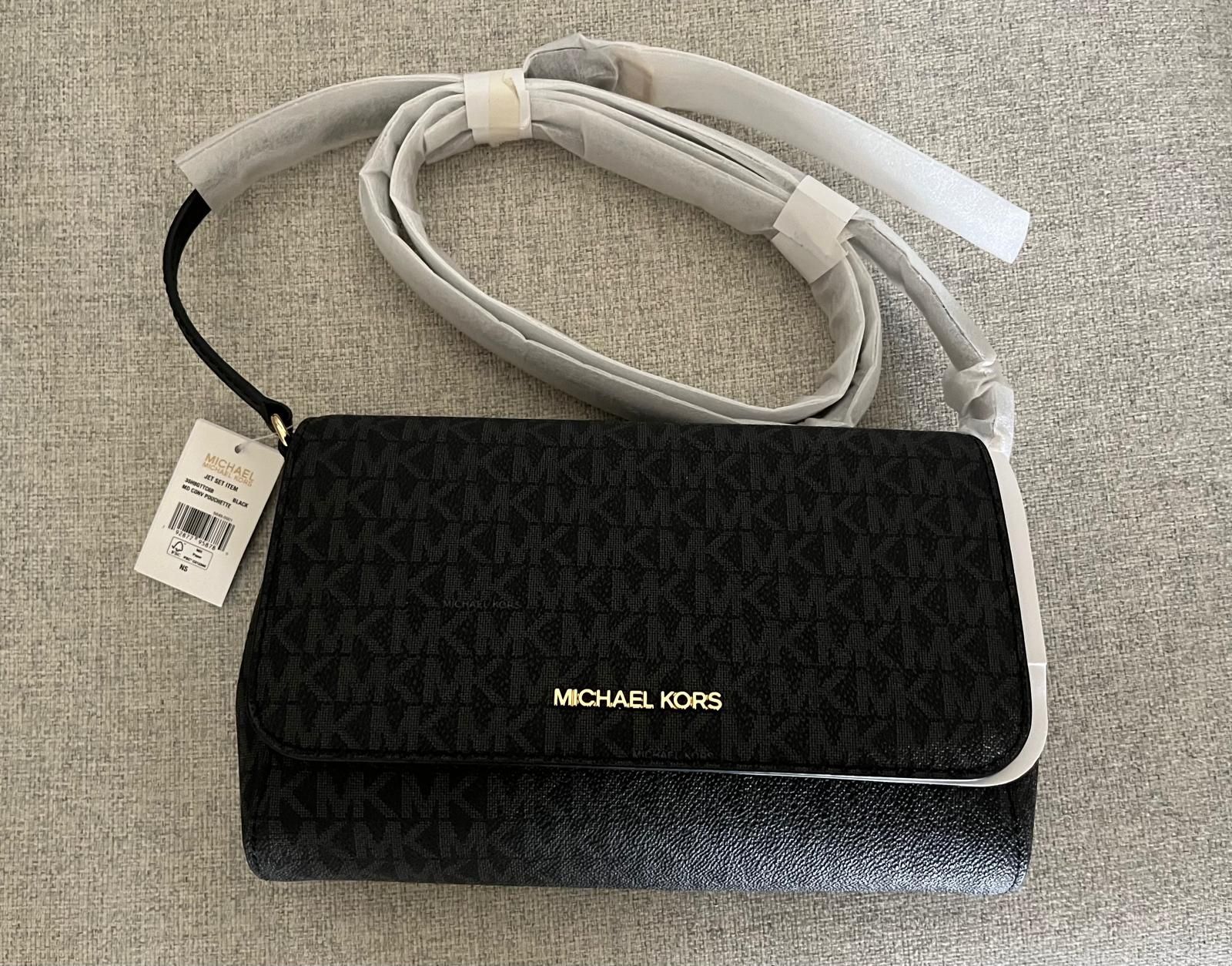 Bolsa preta Michael Kors que tiracolo (Jet Set)
