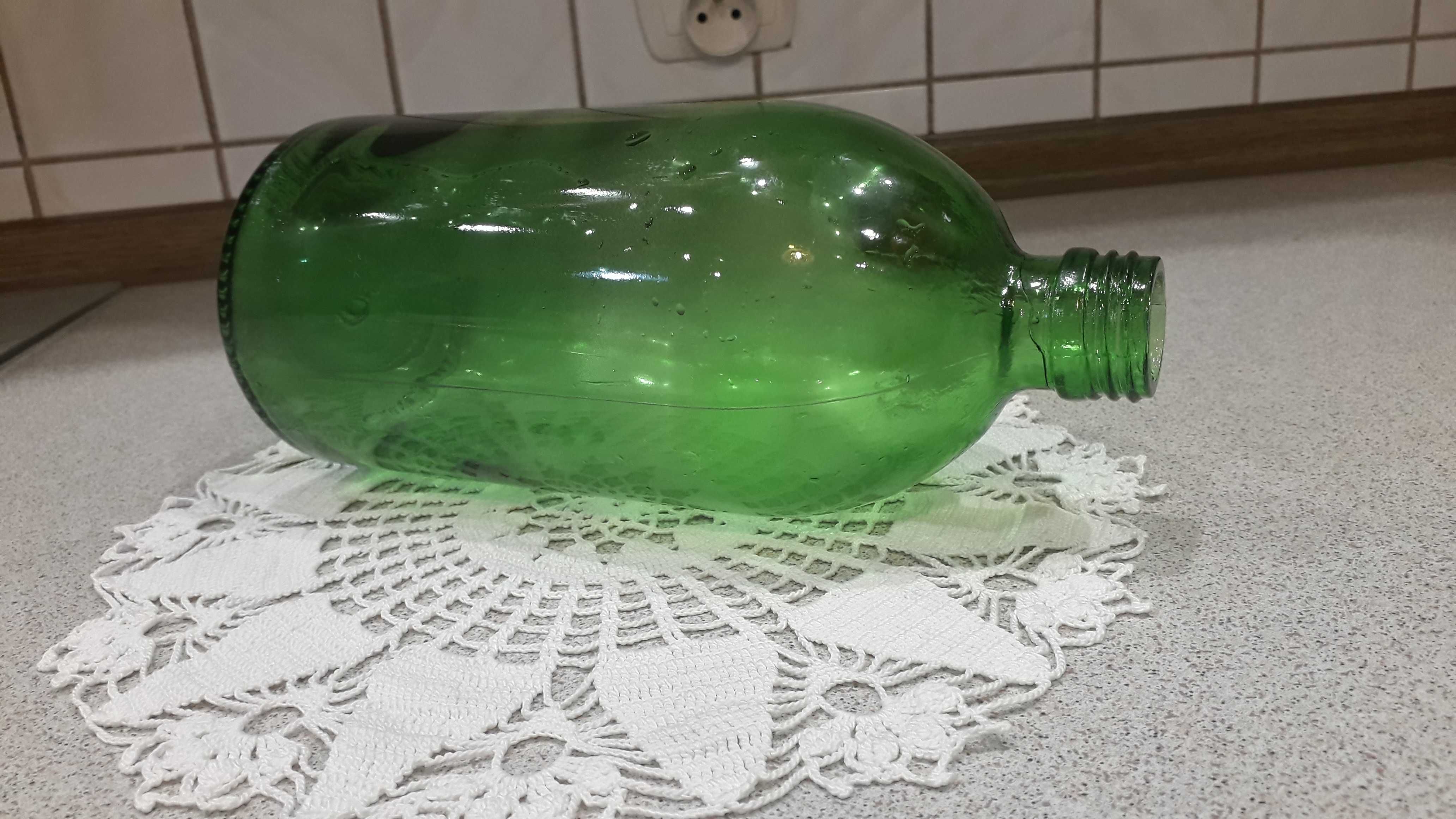 Stara apteczna butelka z zielonego szkła 1000 ml