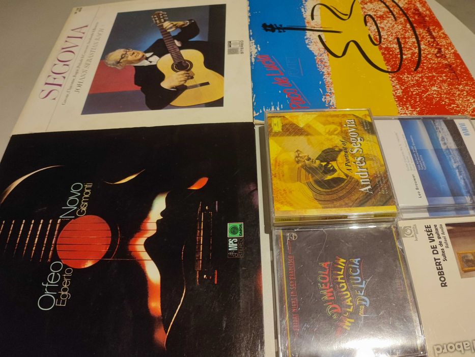 3 Vinis e 4 CDs com mestres da Guitarra: Segovia, Lucia, Gismonti etc