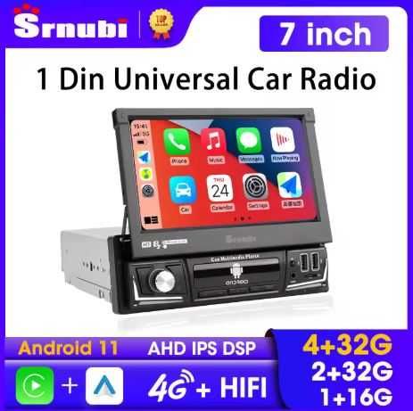 Android 11 uniwersalne radio samochodowe 1 Din 7 IPS chowany ekran