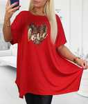 Bluzka, tunika, plus size, serce panterka, 50/52/54/56