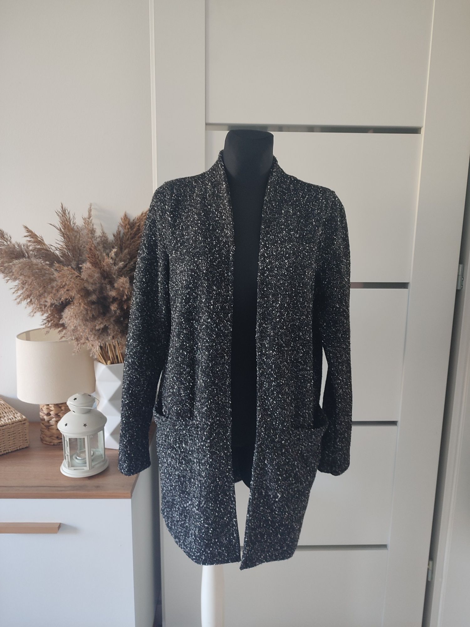 Next gruba narzutka sweter sweterek xl l 40 42 czarna kardigan