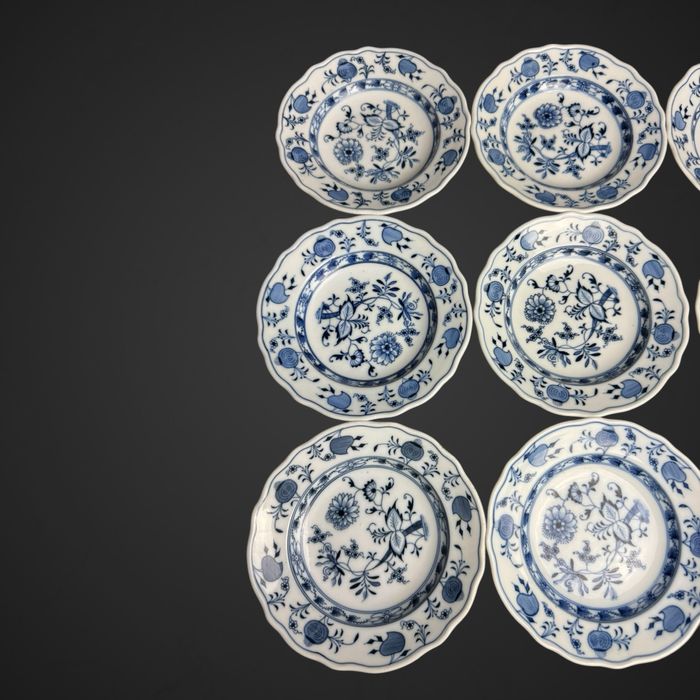 Małe talerzyki deserowe wzór cebulowy SAXE XIX w jak miśnia B4/113022