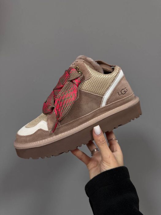 UGG Lowmel Sneakers Brown / Red натуральні Угги овчина хутро коричневі