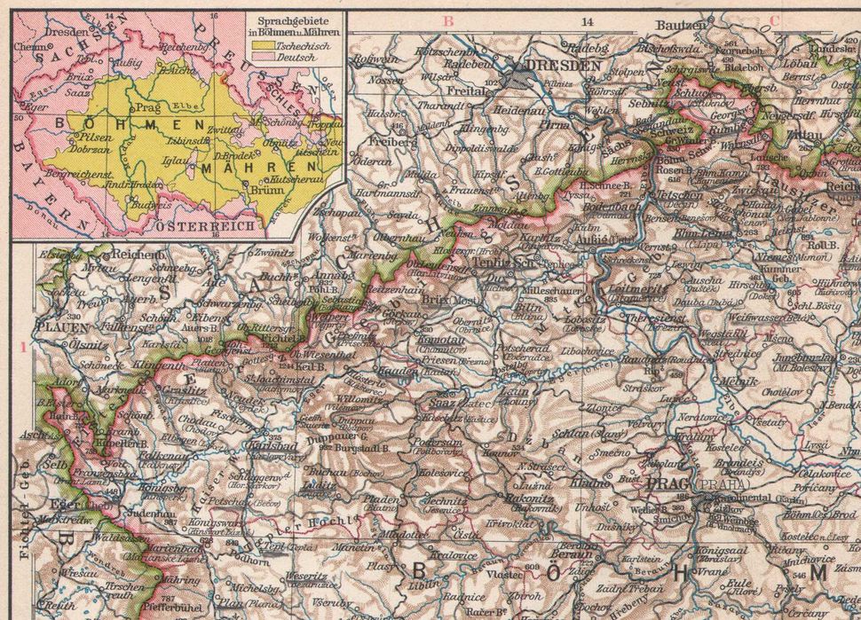 Czechy Morawy Śląsk Mapa 1926 r. autentyk