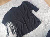 Czarna bluzka z ozdobnymi frędzelkami rozmiar xS Bershka