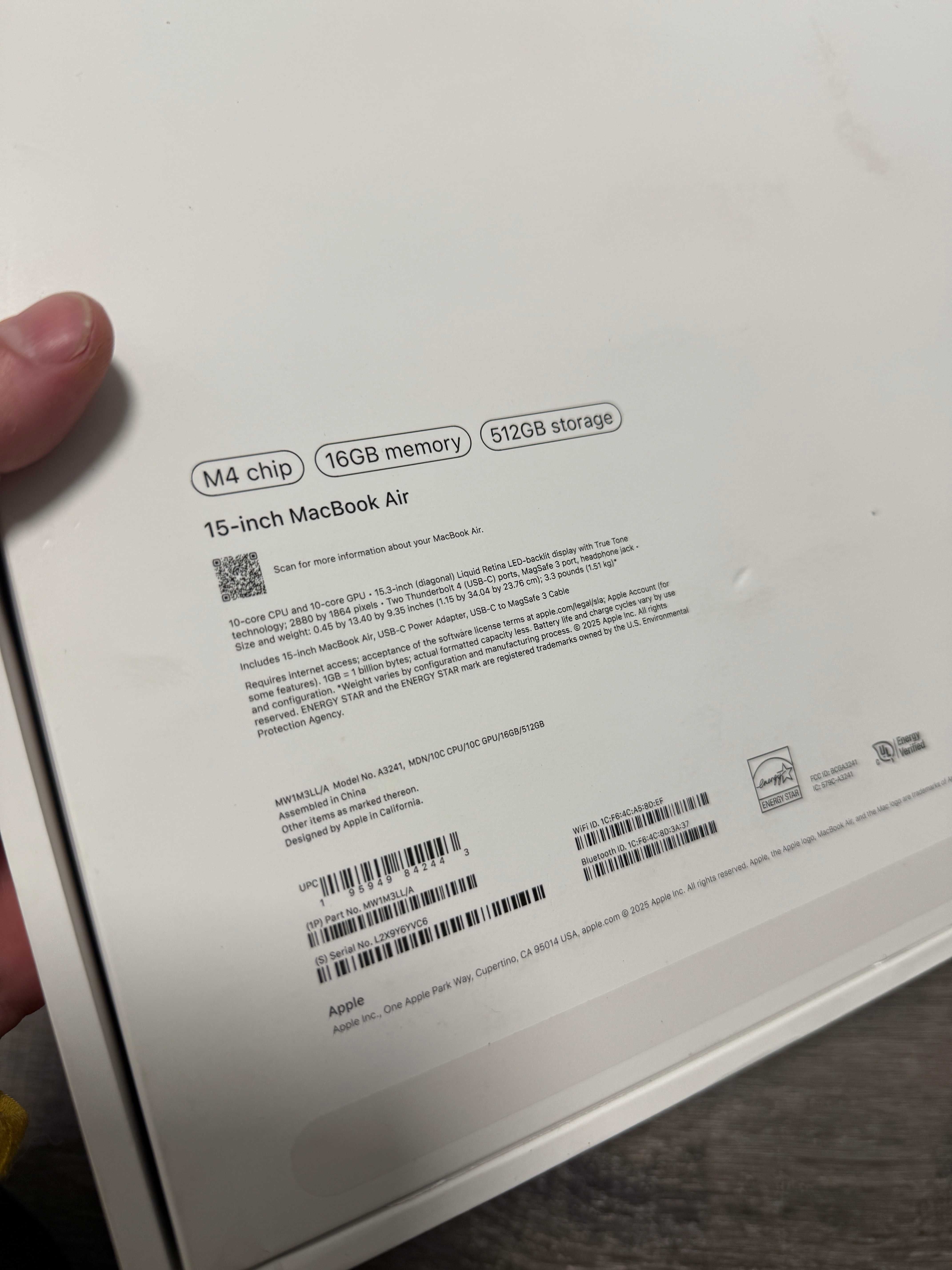 2025 MacBook Air M4 15 дюйм 16/512GB Midnight Гарантія Наявність A3241