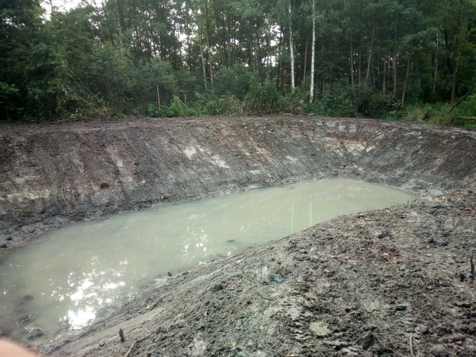 Kopanie Stawów , Oczek wodnych, Staw wykopanie koparka