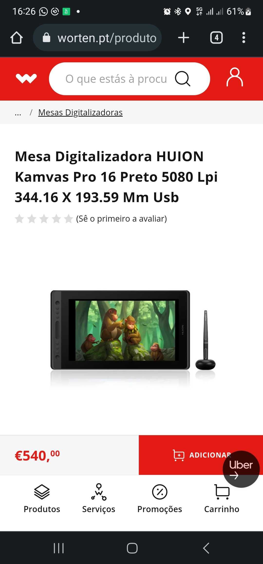 Mesa digitalizadora HUION Kamvas pro 16