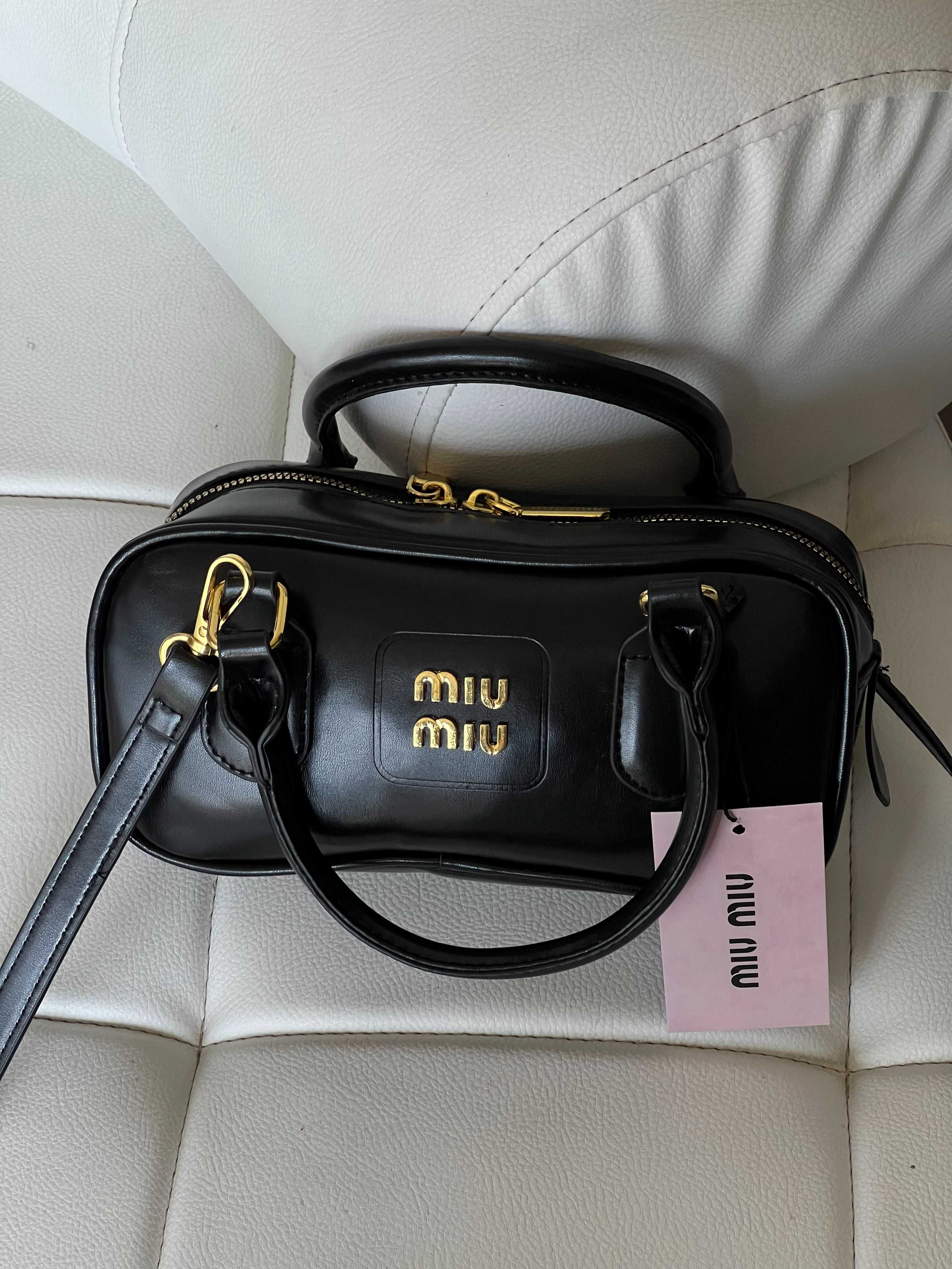 Сумка через плечо Miu Miu чорна біла Миу Миу