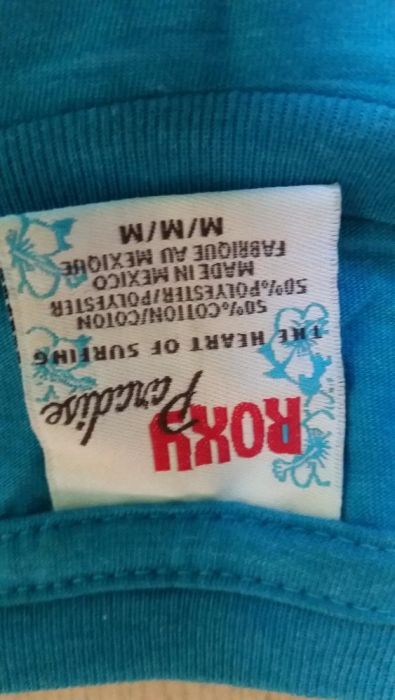 roxy, koszulka, nadruki, błękit, turkus, t-shirt