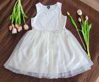 Rezerwacja dla p.Sylwii do 3.05 Elegancka tiulowa Sukienka biała pokom