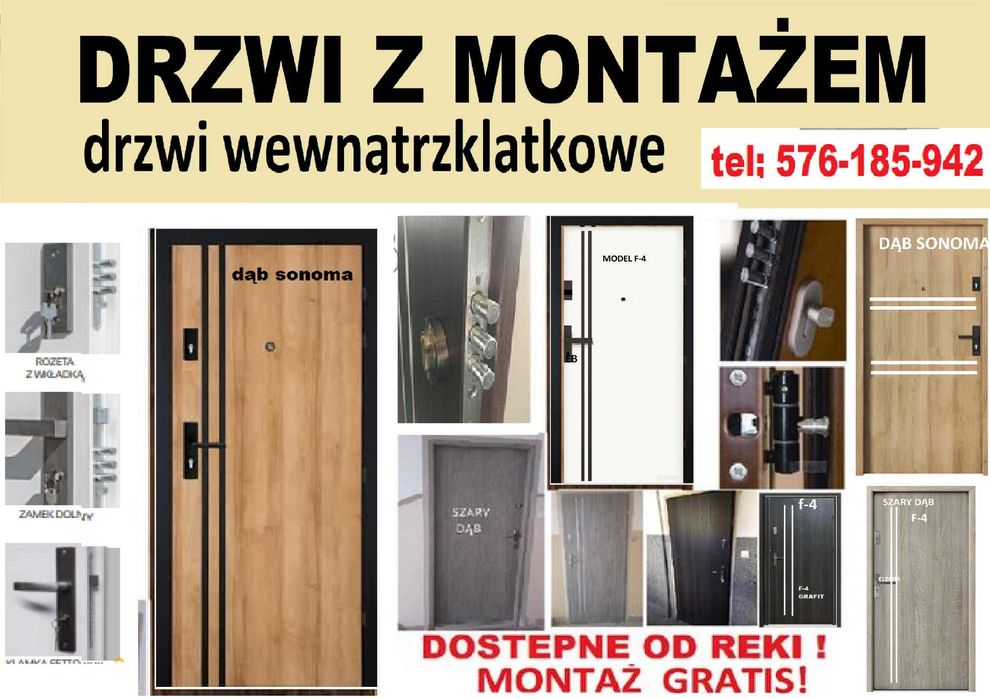 Drzwi wejsciowe zewnętrzne z montażem do mieszkania ,wzmocnione