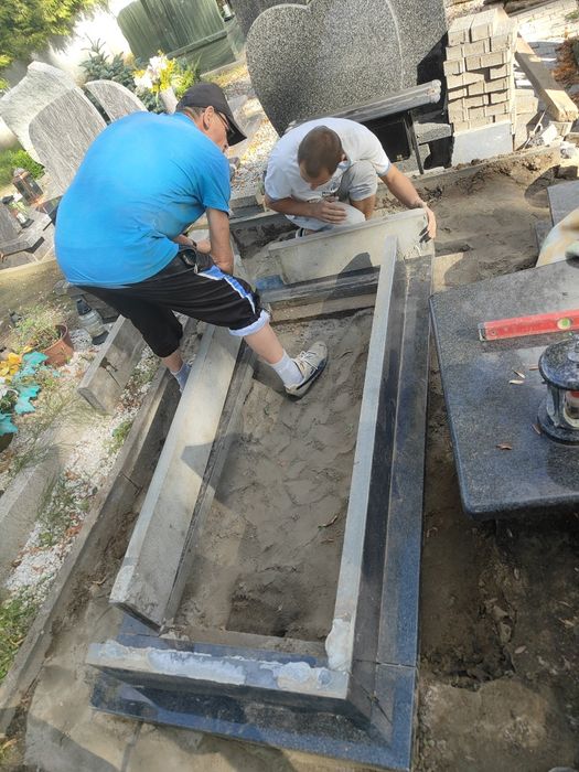 Naprawa pomników, podnoszenie pomników, obróbka pomników.