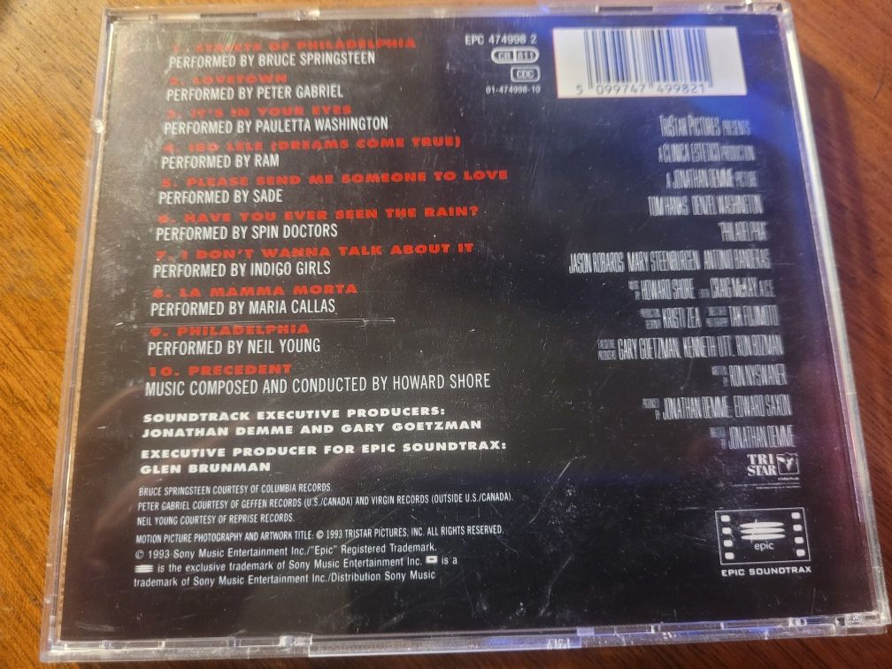 CD Philadelphia (Soundtrack) 1993 Sony