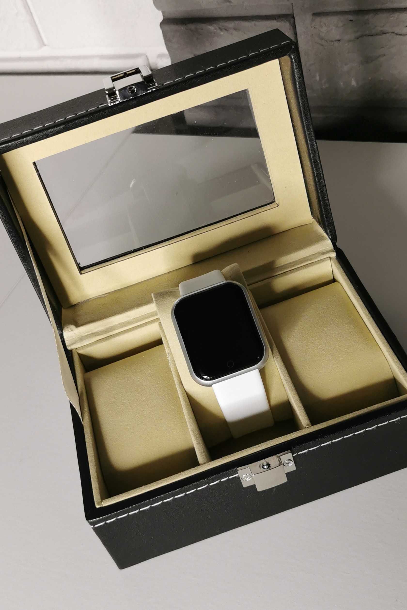 Zegarek Smartwatch smart opaska smart kwadratowa  koperta biały white