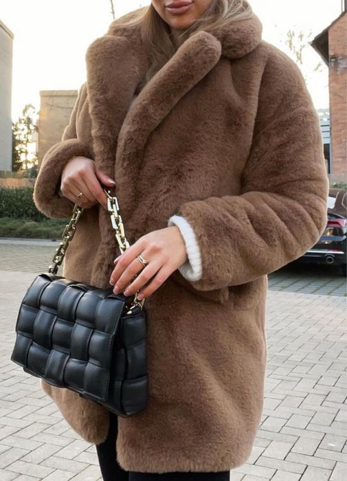 Zara futro płaszcz kurtka futerko nowe vital brązowe S-M