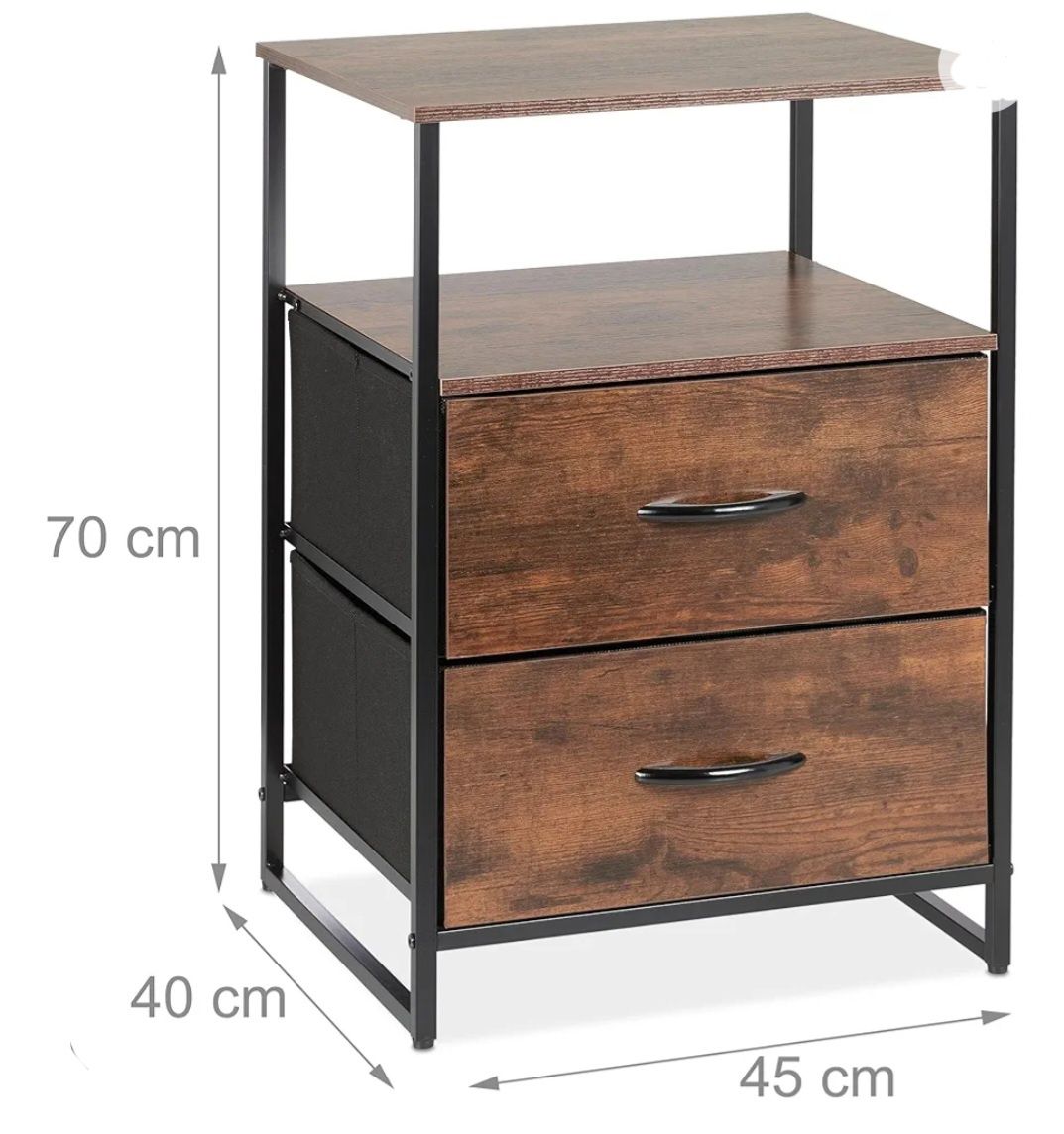 Relaxdays Stolik nocny szafka szafka nocna industrialny, 2 półki, 2 sz