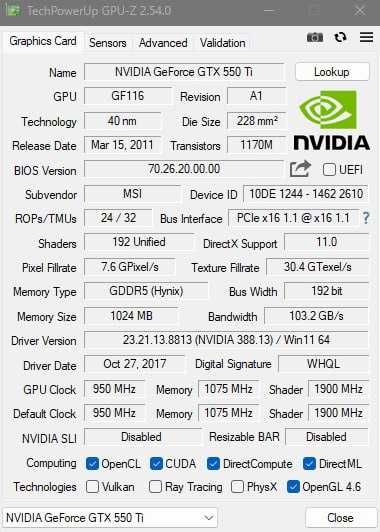 Видеокартa MSI GeForce GTX 550-Ti Cyclone II (1GB/GDDR5/192bit)