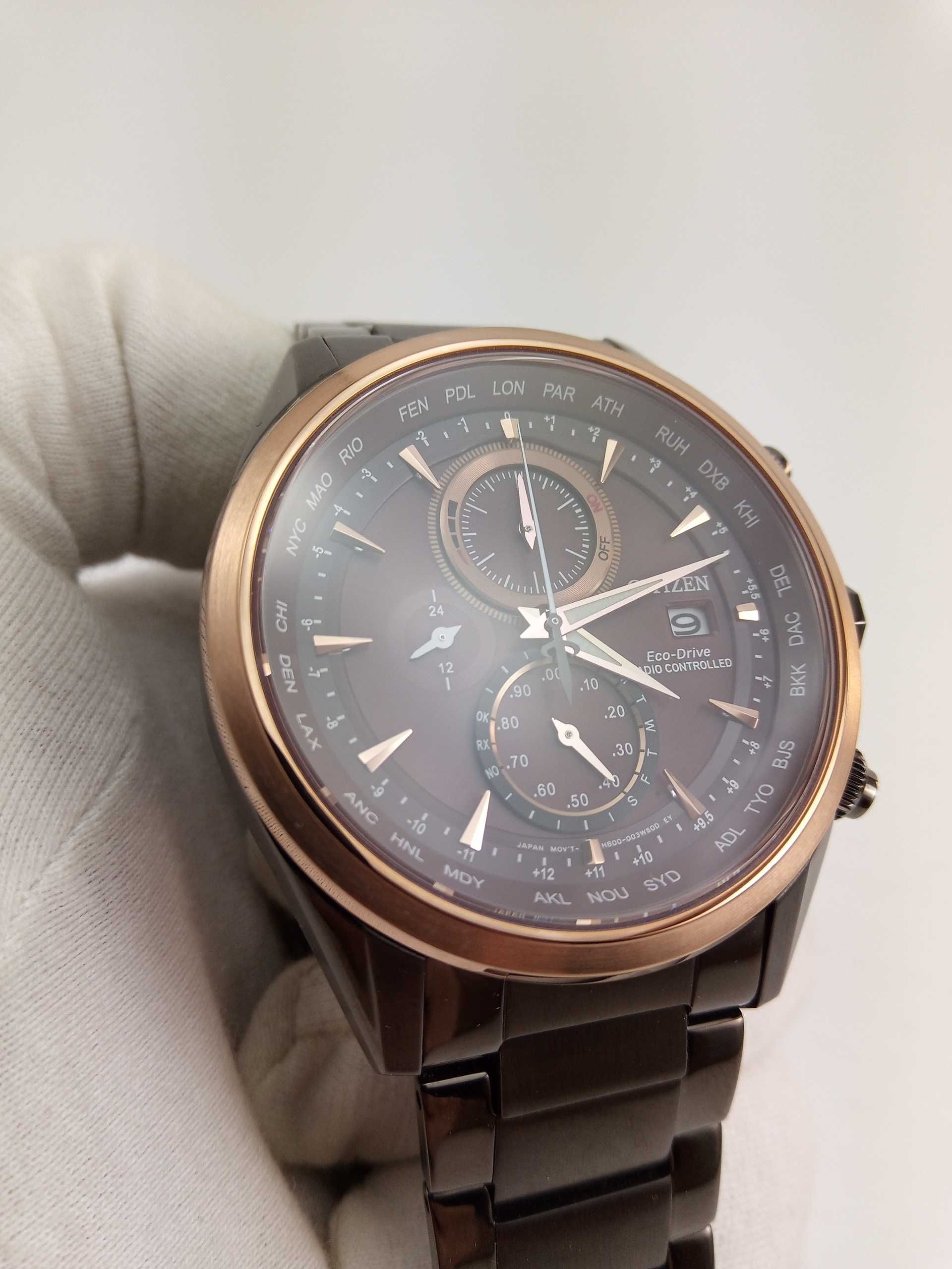 Японские часы Citizen AT8267-51X радиоконтроль вечник, сапфир, мировое