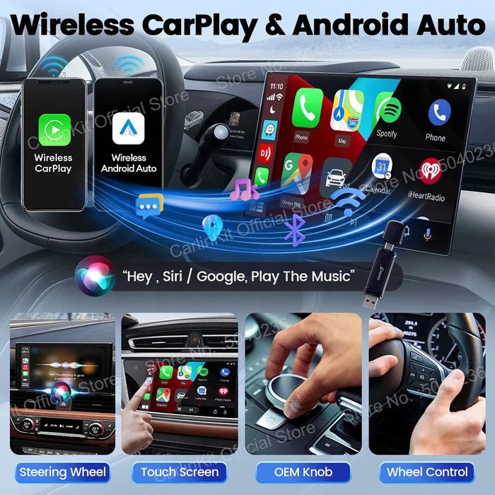 Адаптер CarlinKit Mini PRO - беспроводной Apple CarPlay и Android Auto