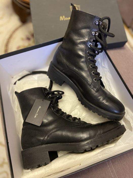 Демісезоні чоботи ботинки Massimo dutti чорні шкіра