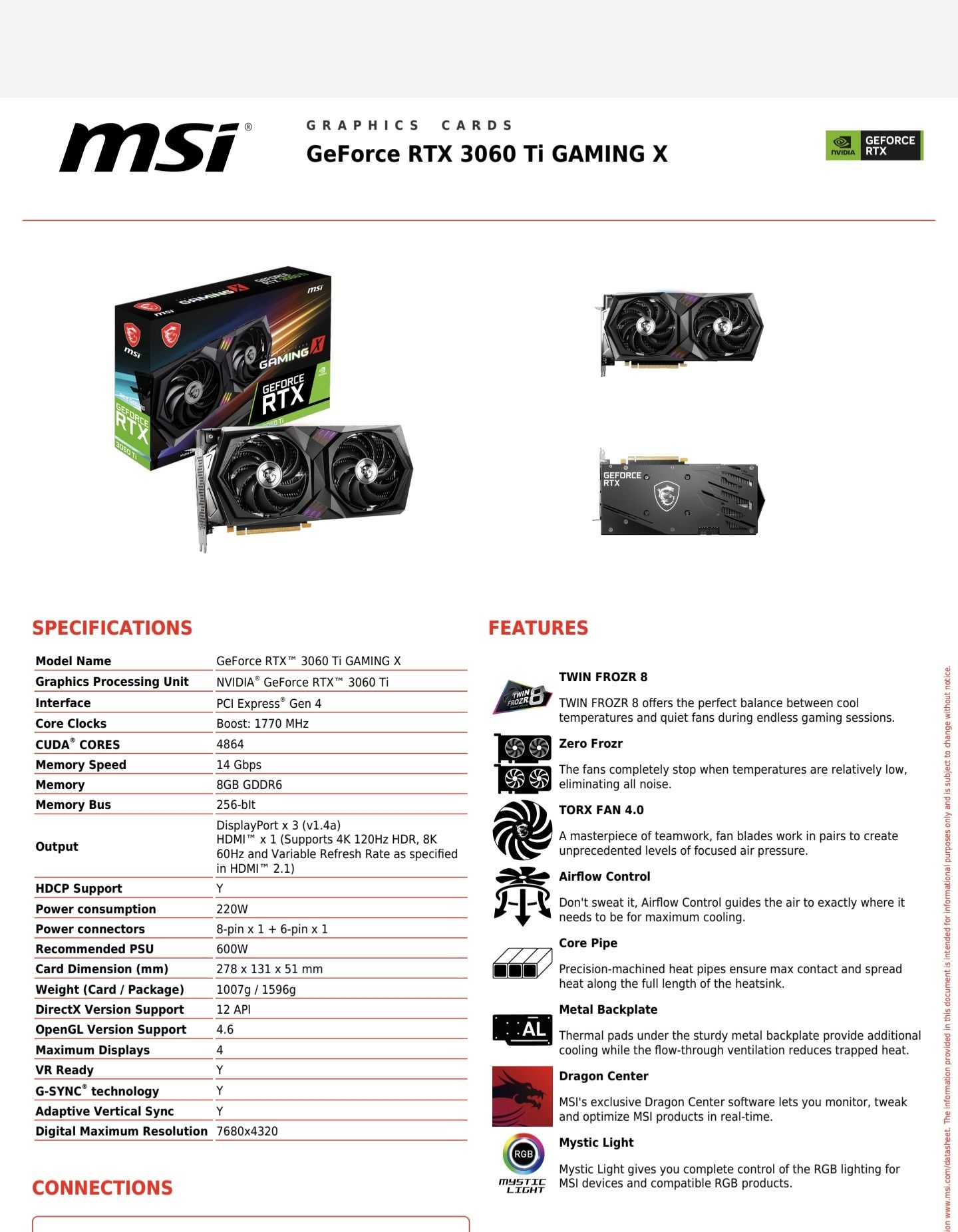 Placa Gráfica MSI GeForce RTX 3060 Ti Gaming X Trio 8GB GDDR6