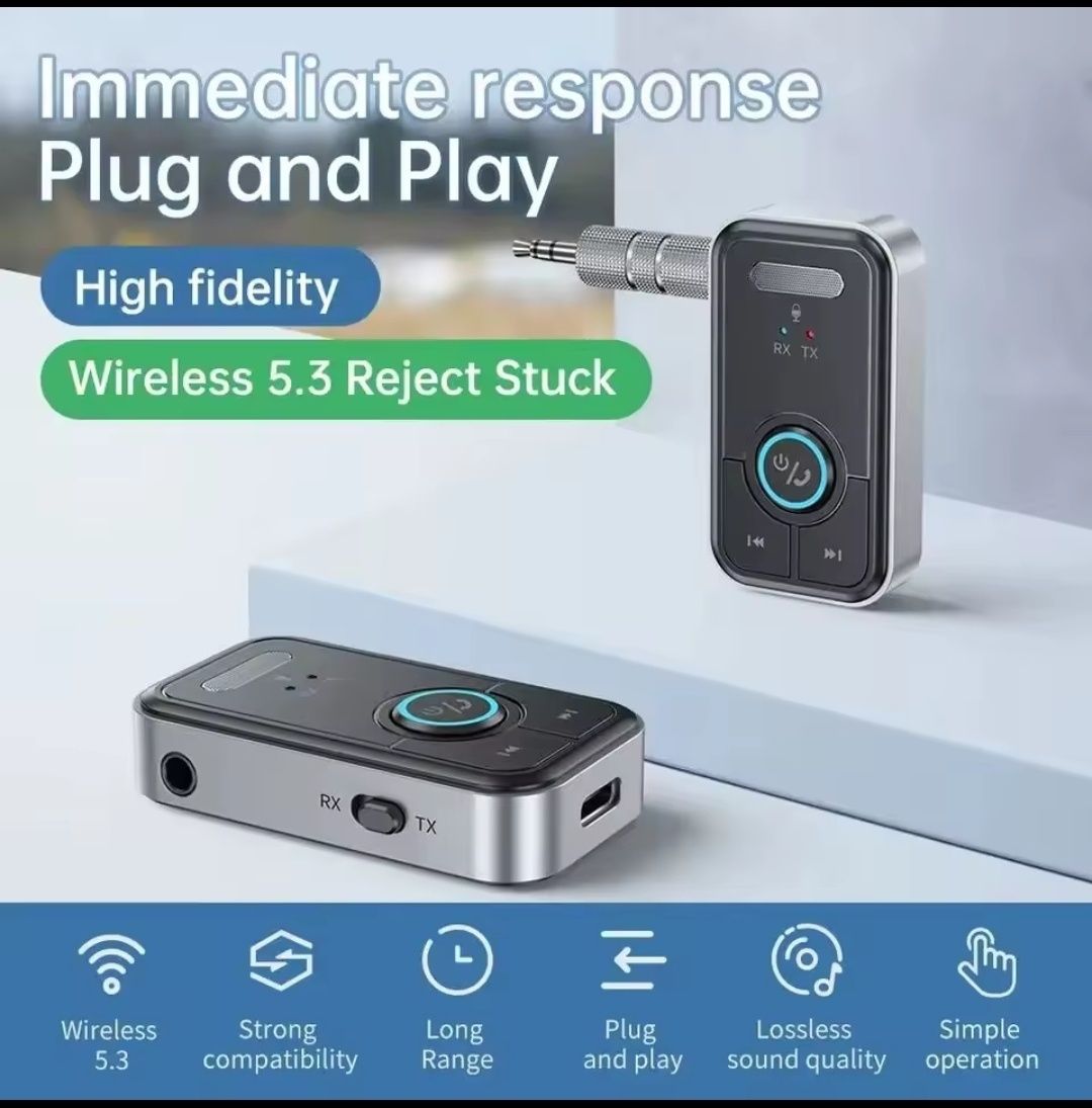 Bluetooth 5.3 приемник, передатчик aux, приймач,передавач,микрофон,акб