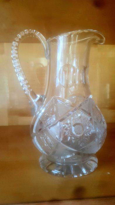 Dzbanek krysztalowy z kieliszkami. Vintage, prl, szklo, krysztal
