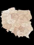 Drewniana nowa mapa Polski Winchester, województwa 75 cm