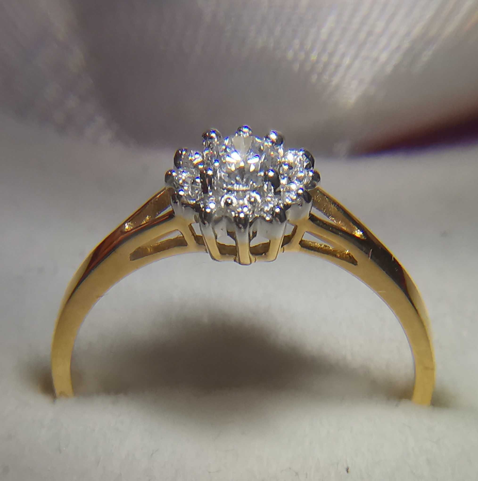 Pierścionek z żółtego złota z brylantami 0,34 ct - próba 585