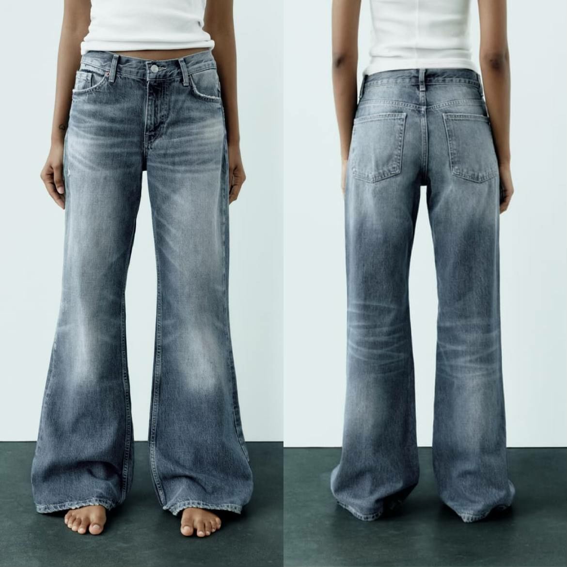 Джинси Зара Zara жіночі нові 40 розмір розкльошені гарні середня посад