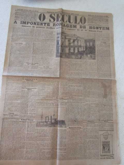 Jornal O Século ano 1918 Morte de Sidónio Paes armazéns do chiado