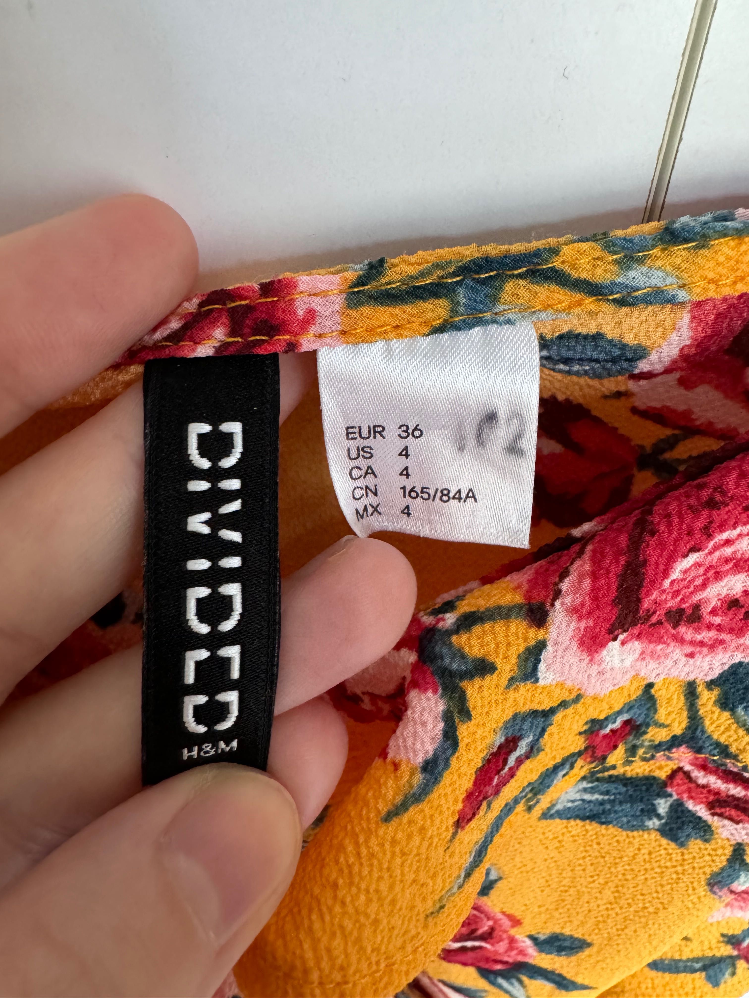 Bluzka H&M letnia top na ramiączkach żółta w kwiaty, rozmiar S