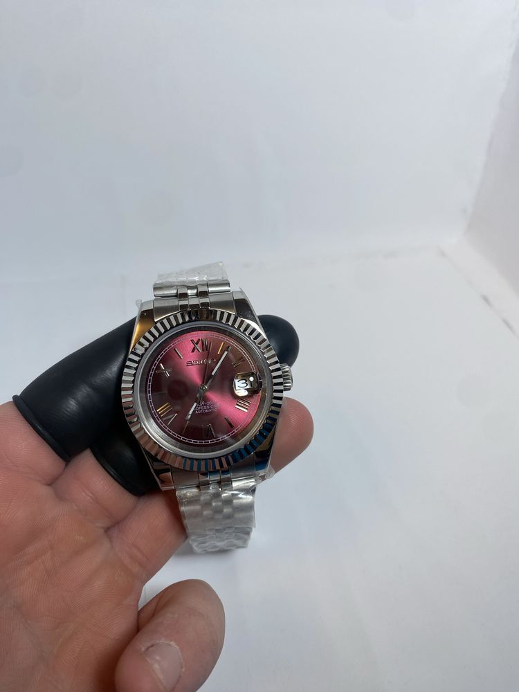 Zegarek automatyczny Seiko Mod datejust rome wiśniowy bordowy nh35!!