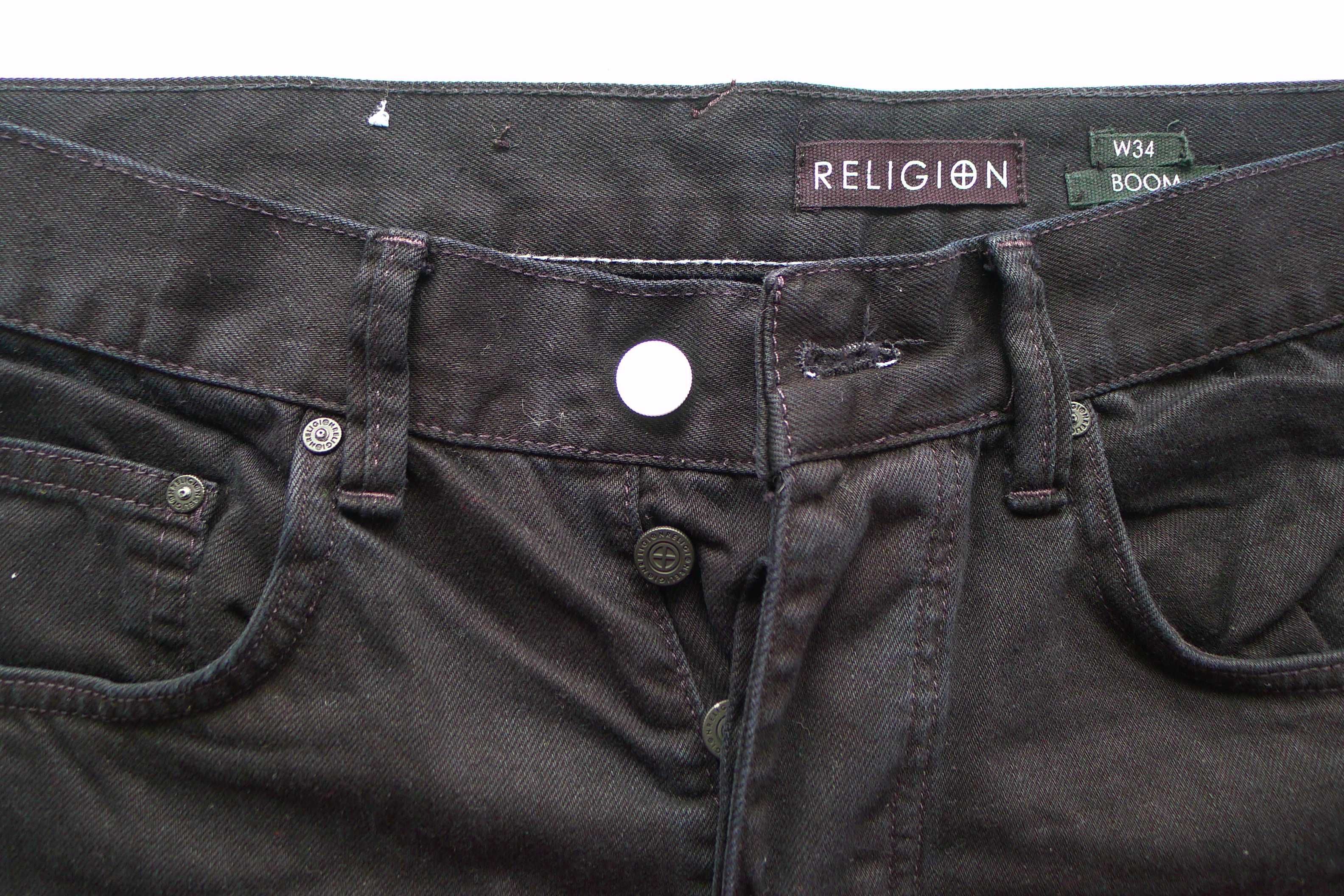 spodenki RELIGION BOOM jeansy  34 L pas 88-94 cm jak NOWE