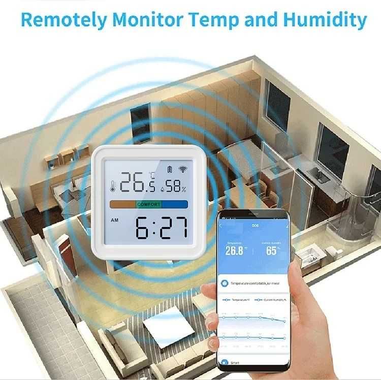Часы и датчик WiFi Tuya: температура и влажность на вашем смартфоне.