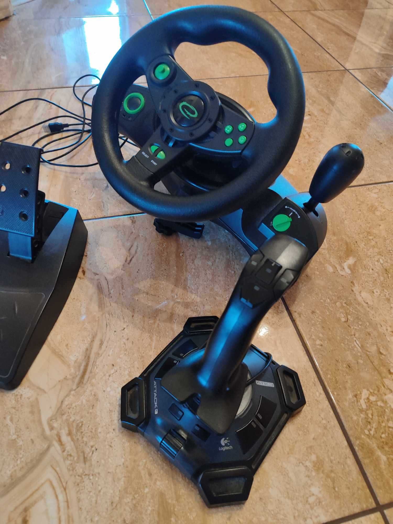 Kierownica Esperanza Nitro EGW102 + Kontroler Logitech ATTACK 3.