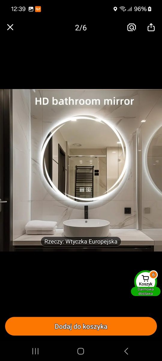 Nowe Lustro LED 60cm