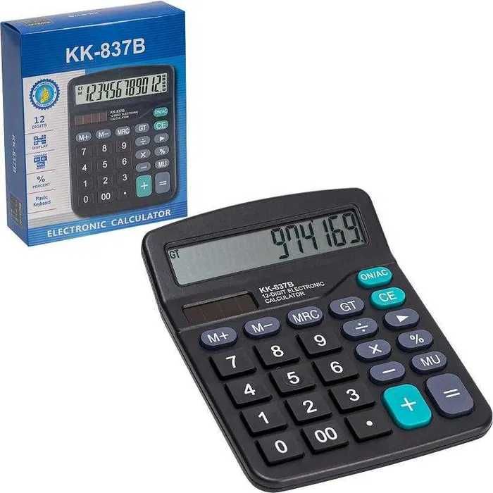 Калькулятор KK-837В -12 12-разрядный ! Двойное питание! 15х12х4 см