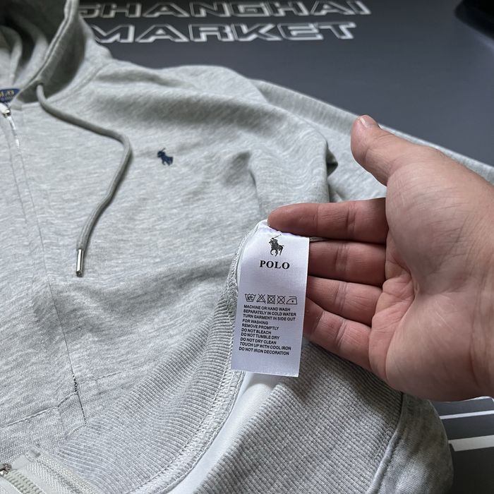 Зип худи Polo Ralph Lauren серое на замке с копюшоном кофта Поло Ральф