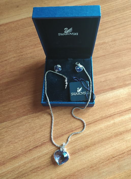 Colar e Brincos Swarovski Coração Oceânico