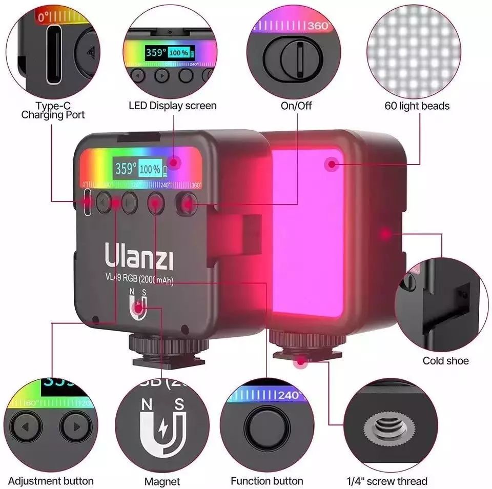 Накамерне світло LED RGB Ulanzi VL49 Накамерный свет Видеосвет