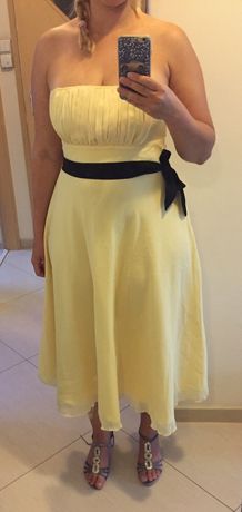 Nowa żółta/cytrynowa delikatnie rozkloszowana sukienka na wesele