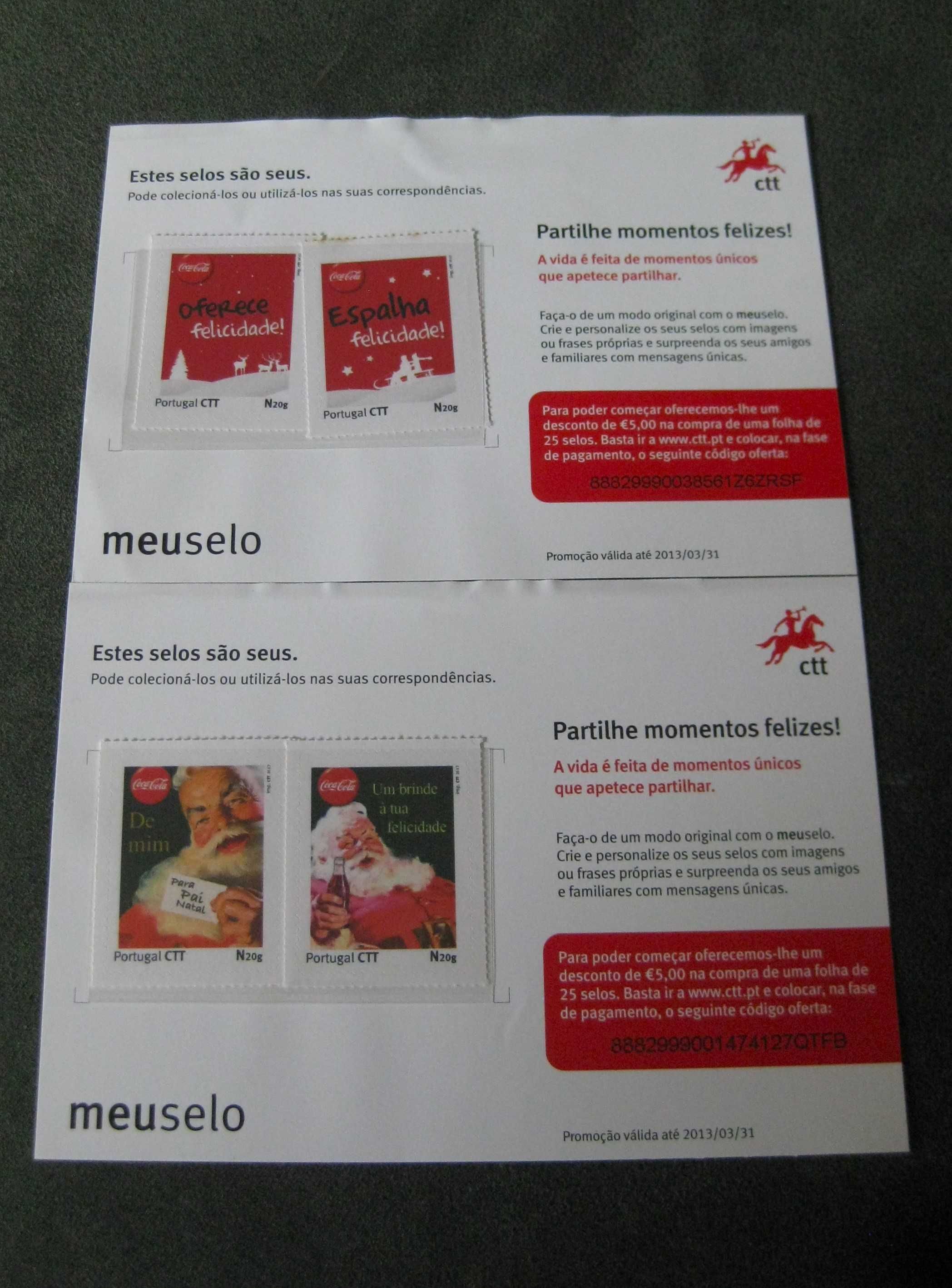 6 Postais Natal e 8 Selos Natal Coca-Cola