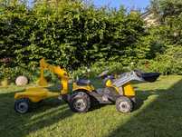Jeździk, traktor na pedały z koparką i łychą, żółty