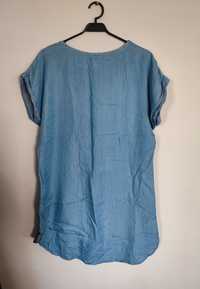 Niebieska bluzka tunika z krótkim rękawem