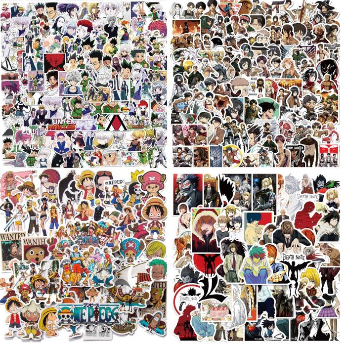 Наклейки з аніме Hunter×Hunter, Attack on Titan, One Piece, Death Note