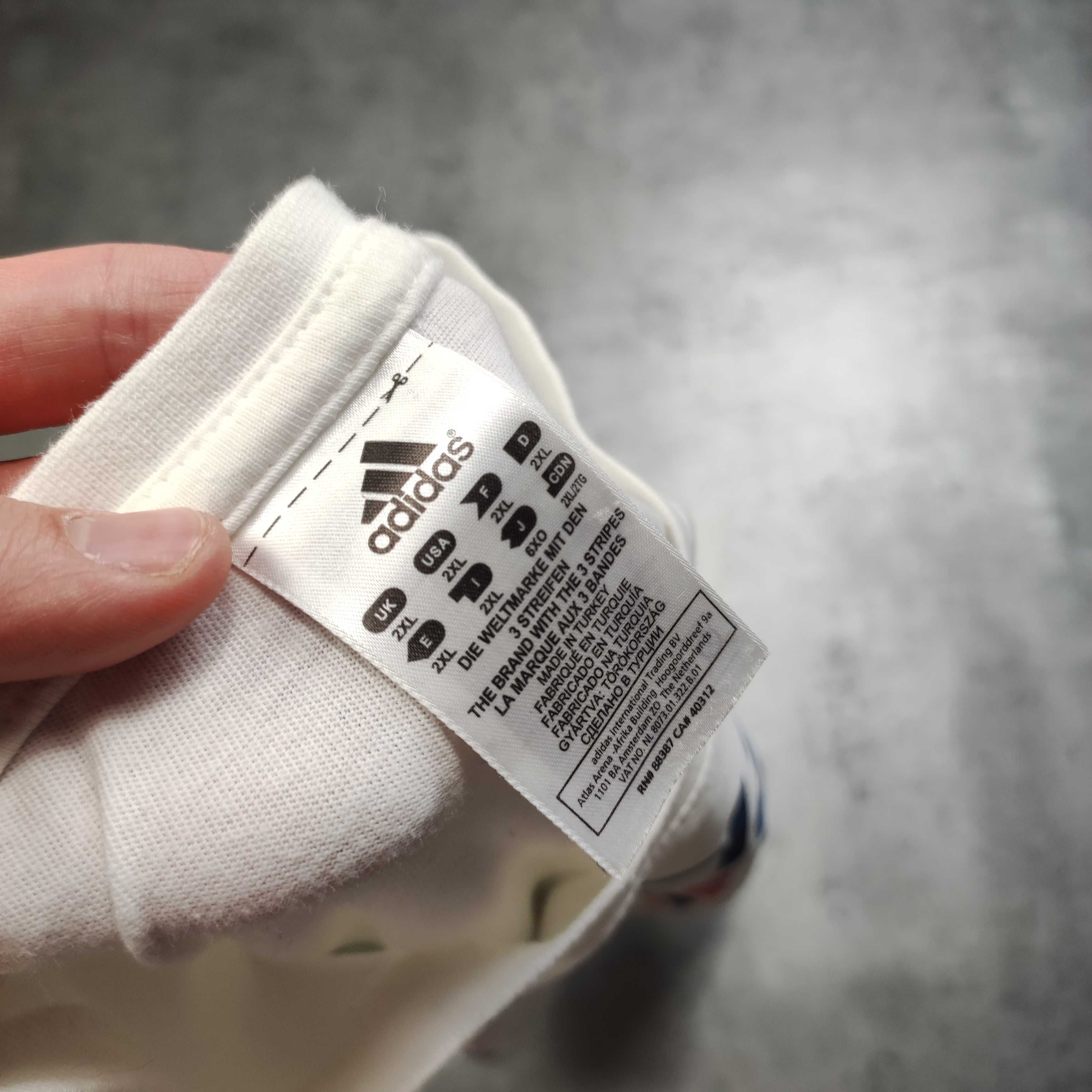 MĘSKA Koszulka PREMIUM Adidas Duże Logo Biała bawełna Sportowa Nadruk