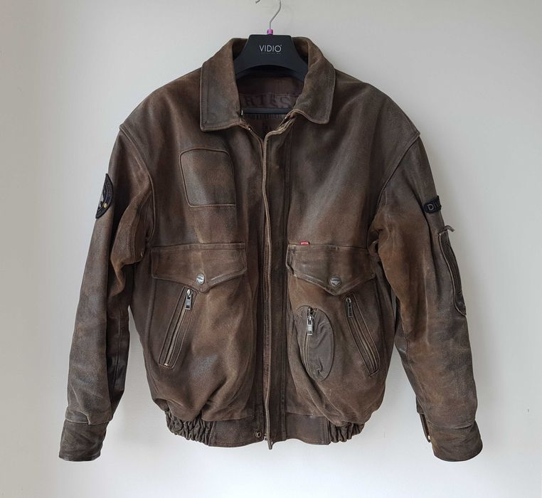 Kurtka męska z podpinką pilotka TOP GUN, gruba skóra, roz. XL